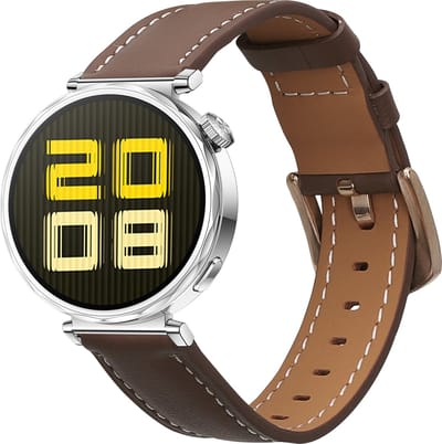 kwmobile lederen horlogebandje geschikt voor Huawei Watch GT5 41mm / GT5 Pro 42mm / Watch GT4 41mm polsband - Echt leren smartwatch bandje - Activity tracker horloge band in bruin