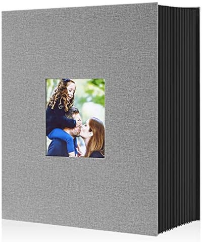 Groot Fotoalbum 10 x 15 cm - 1000 Hoesjes Voor Horizontale en Verticale Foto's - Linnen Album (Grijs)