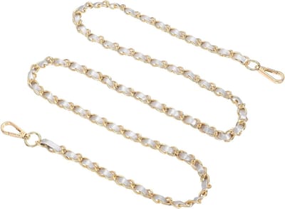 Kettingriem voor tassen van 140 cm, platte leren en ijzeren ketting met gespen voor schoudertassen, zilver en goud, ideaal voor modeaccessoires en tasvervanging