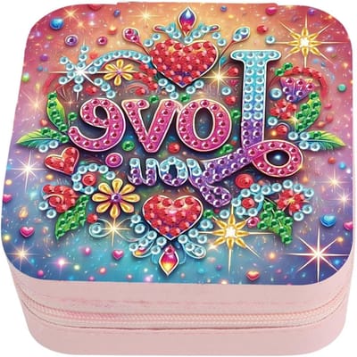 Liefdevolle DIY Schilderen op Nummeren Sieradenbox voor Vrouwen - Mini Opbergdoos voor Oorbellen, Ringen en Kettingen met Diamantverf