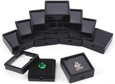 12 Stuks Zwarte Edelsteen Displaydoos 5x5x2cm met Duidelijke Deksel voor Sieraden en Verpakking van Edelstenen