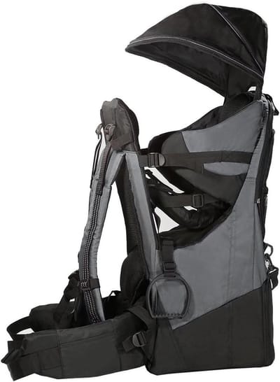 Kinderrugzak Drager - Peuterdrager Buiten - Wandelen en Reizen - Verstelbaar en Lichtgewicht - Tot 33 lbs - Grijs