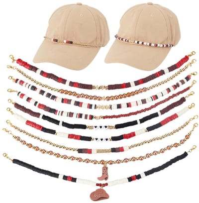 9 Stks Trucker Hoed Kettingen Western Cowboy Kralen Trucket Hoed Charm Vrouwen Mannen Bill Decoratie Afneembare Metalen Ketting Truckers Sieraden Accessoires Voor Diy Mesh Baseball Caps 11