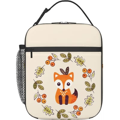 Kleine Vos Met Herfstbessen Geïsoleerde Lunchtas voor Vrouwen Kinderen Lekvrije Voedseldozen Thermische Lunchbox Tote One Size white