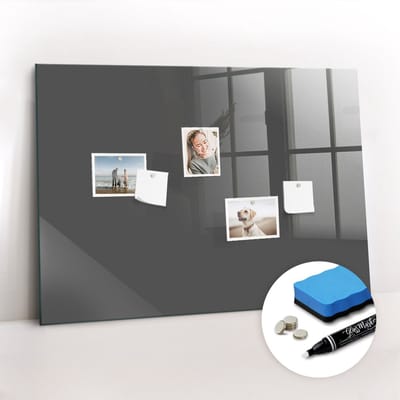 Tulup Whitebord - Kleur Grijs Magneetbord - 100 cm x 70 cm - Magneetbord Design - Decoratief Magnetisch Bord - Magnetisch Memobord - Inspiratiebord Kantoor - Inclusief Gratis Magneten & Marker & Spons - Magnetisch Bord Kind - Magneetbord Foto