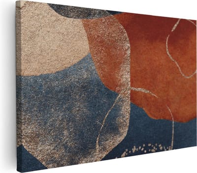 Artaza Canvas Schilderij Abstract - 90x60 cm - Wanddecoratie Woonkamer - Muurdecoratie Organisch - Schilderijen Op Canvas Terracotta
