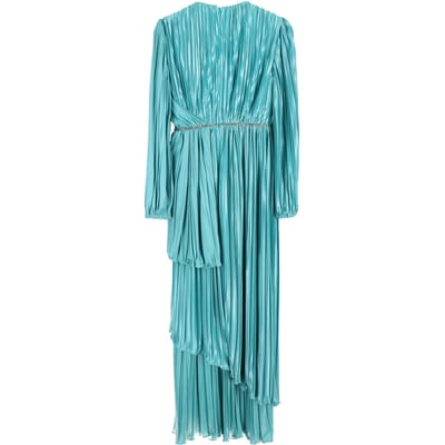 Gucci Kristallen Versierde Geplooide Drapé Jurk In Blauwe Zijde