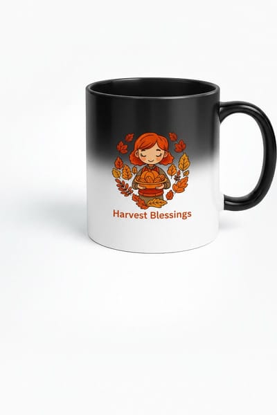 Harvest Blessings Magic Mok - Zwarte Magische Mok met Veranderend Ontwerp