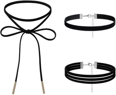 Dailygoods- Choker Set van 3 - Zwarte Fluwelen Halsbanden - Verstelbare Choker - Comfortabel - Elegant - Ideaal voor Feest/Cosplay - Halsketting