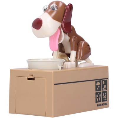 Spaarvarken Puppy Schattig Dier Kinderen Stelen Geld Hond Sparen Muntdoos Wit Spray Bruin brown