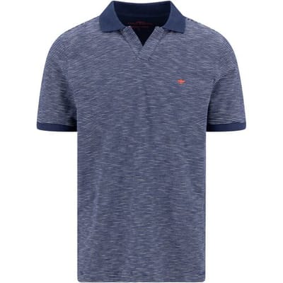 Fynch-Hatton Polo No Buttons Slub Cotton Stripe Marine / male