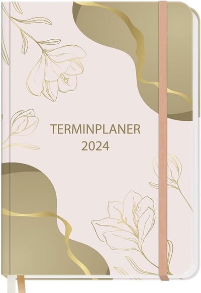 Agenda 2024 A5 Weekplanner Hardcover – Jaarkalender Januari tot December, Greige
