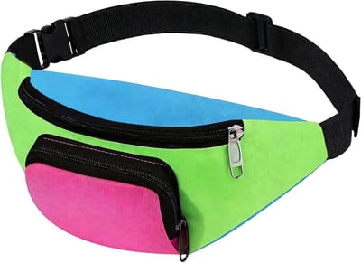 Verstelbare heuptas in retro neon kleuren met twee zakken voor dames, ideaal voor carnaval, festivals en dagelijks gebruik
