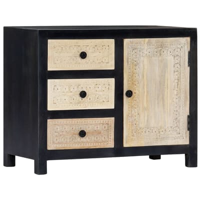 vidaXL - Bijzetkast - handgesneden - 75x35x60 - cm - massief - mangohout - grijs