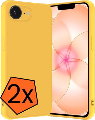 Hoes - 2 Stuks - Geschikt voor Apple iPhone 17e - Sterk & Shockproof - Case Siliconen - Back Cover - Telefoon Hoes - Geel