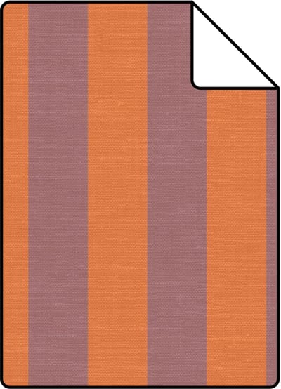 Proefstaal ESTAhome behang linnen-look strepen paars en oranje - 26.5 x 21 cm - 132253-S