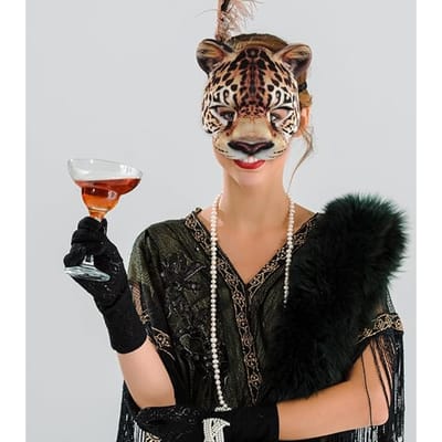 Feestkostuum EVA halfgezichtsmasker met cheetahprint, 3-pack Adult size bruin