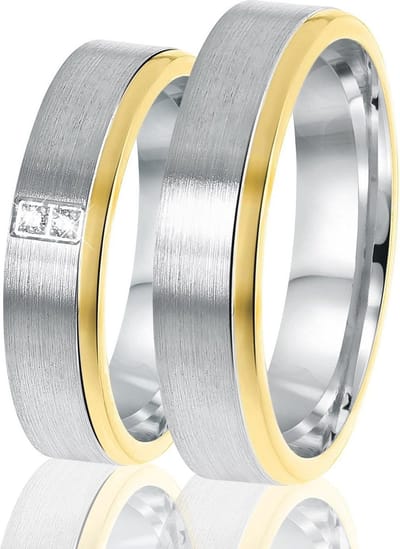 Lucardi Dames Vriendschapsring Salamanca zirkonia - Ring - Cadeau - Echt Zilver - Zilver en Goudkleurig