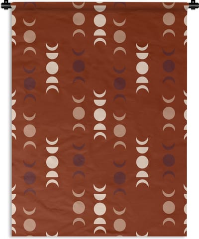 Wandkleed - Wanddoek - Maan - Rood - Patroon - 150x200 cm - Wandtapijt