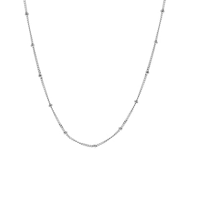 Lucardi Dames Ketting gourmetschakel met bolletjes - Echt Zilver - Ketting - Cadeau - 45 cm - Zilverkleurig