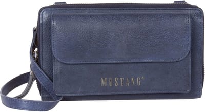 MUSTANG Leren Portemonnee Schoudertas Cordoba Halifax Wallet Bag Navy Donkerblauw