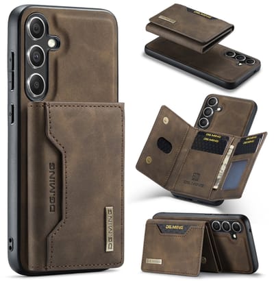 Voor Samsung Galaxy S24+ 5G DG.MING M2-serie 3-voudige tas met meerdere kaarten + magnetische telefoonhoes (koffie)
