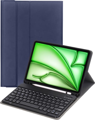 Hoes Geschikt voor Apple iPad Air 6 (2024) - 11 inch - 6e Generatie - M2 - Toetsenbord Case - Keyboard Book Cover - Hoesje - Donkerblauw