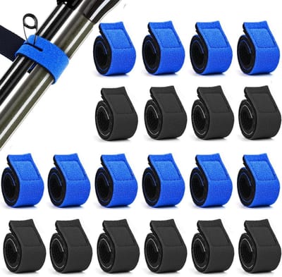20 Stuks Elastische Vissersbanden voor Vissershengels - Nylon en Rubber Accessoires voor Rotatiehengels en Vissersrugzakken (Blauw en Wit)