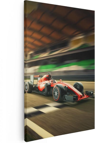Artaza Canvas Schilderij Raceauto - 20x30 cm - Klein - Wanddecoratie Formule 1 - Muurdecoratie Woonkamer - Kamer Accessoires