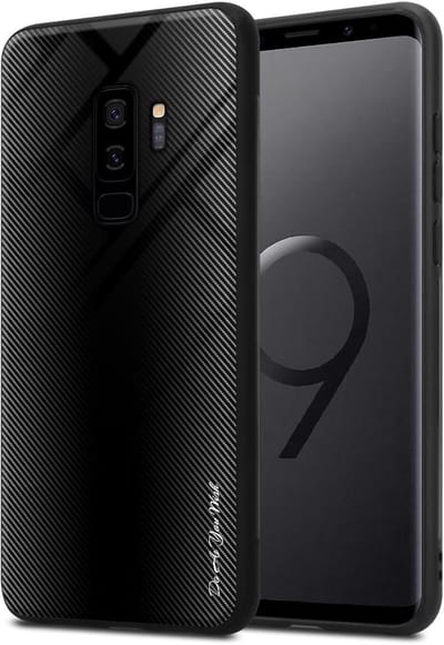 Cadorabo Hoesje geschikt voor Samsung Galaxy S9 PLUS in OPAAL ZWART - Beschermhoes gemaakt van TPU silicone Case Cover en achterkant van gehard glas