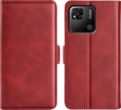 MobyDefend Hoesje - Geschikt voor Xiaomi Redmi 10A - Luxe Wallet Book Case (Sluiting Zijkant) - Rood