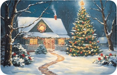 WC mat 80x50 cm - Antislip - Kerst - Kerstboom - Winter - Huis - Sneeuw - Toiletmat - Vloermat - Douchemat - Toilet tapijt - Toiletmatten