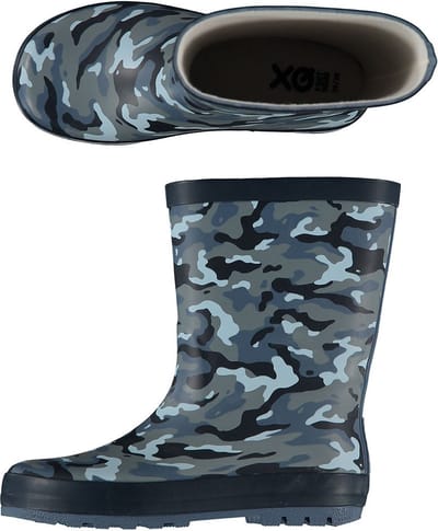 XQ Footwear - Regenlaarzen - Legerprint - Kids - Blauw - Maat 29/30