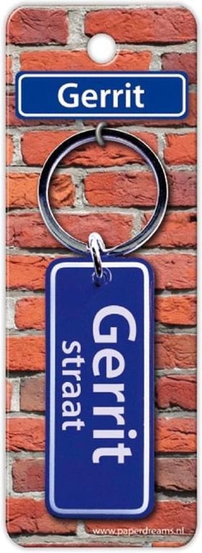 Paper Dreams Sleutelhanger Straatnaam Gerrit 9 Cm Staal Blauw