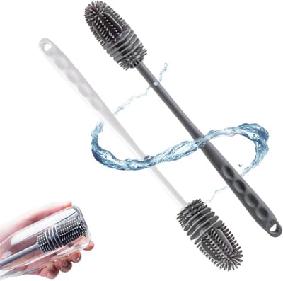 Set van 2 Flessenborstels met Lange Handgreep voor het Reinigen van Babyflessen, Glazen en Smalle Vaten - Ideaal voor Keuken en Restaurant
