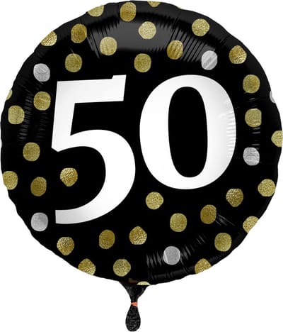 Folat - Folieballon Glossy Black 50 jaar - 45 cm