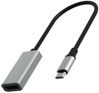 USB-C naar DisplayPort 1.4 Female Adapter Kabel - 4K/60Hz - Aluminium - 20cm - voor Laptop en Tablet - grijs