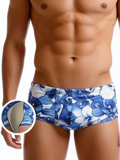 Zwembroek Blauw - Dik Penis inleg stuk - Heren