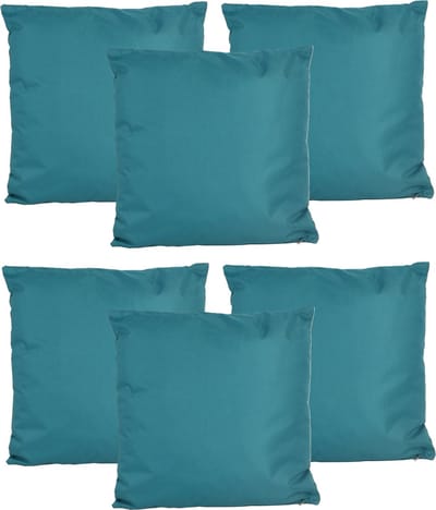 Anna's collection Buiten of tuin sier kussens - 6x - petrol blauw - 45 x 45 cm - binnen/buiten - zitkussens tuinbank
