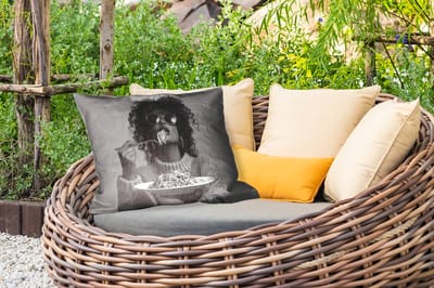 Buitenkussens - Tuin - Vrouw - Pasta - Zwart - Wit - 50x30 cm