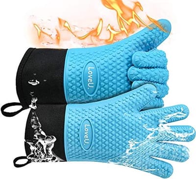 Hittebestendige Siliconen Ovenhandschoenen met Katoenen Voering - Dubbellaagse Flexibele Keukenhandschoenen voor BBQ en Bakken