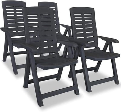 Verstelbare tuinstoelen - Buitenstoelen - Ontspannen in de tuin - 4 standen - 60 x 61 x 108 cm - Grijs