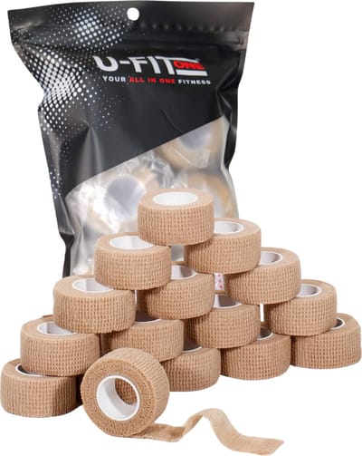 U Fit One Grip Tape voor Lifting, CrossFit, Fitness & Sport – Liftingtape - Hookgrip - 4.5 Meter x 2.5 cm - 16 Stuks - Beige