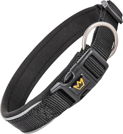 Verstelbare Reflecterende Hondenhalsband - Zwarte Halsband voor Grote Honden