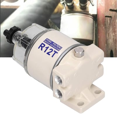 Dailygoods- Brandstoffilter Waterafscheider 30GPH - Opschroefbaar - Metaal - Onderdeelnummer R12T/121R12T - Connectoren - Vermindert motorbeschadiging