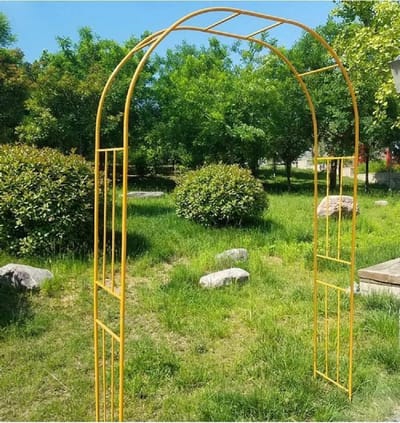 Metalen Rozenboog - Tuin Hekwerk - Planten Ondersteunen - Weerbestendig Ontwerp - 150 x 240 cm - Goudkleurig