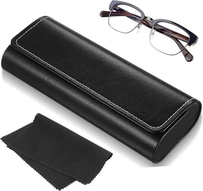 Famanu – Harde brillenkoker met softtouch afwerking – Krasbestendig – Inclusief poetsdoek – Zwart