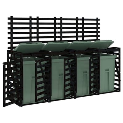 Kliko ombouw - UV-bestendig - Container - Berging - 4 Afvalbakken - Kunststof - Weerbestendig - Zwart
