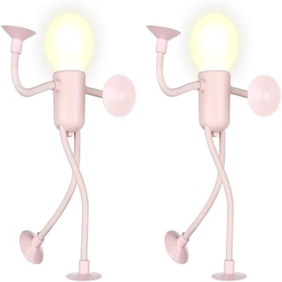 Ynkkvre -Vormbaar Atleten Nachtlampje met Zuignap – Warm LED Nachtlicht – Set van 2 -roze