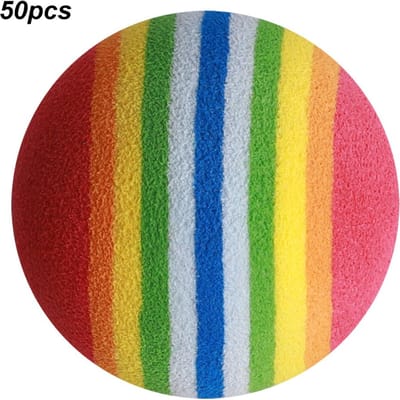 50 STUKS EVA Lichtgewicht Slijtvast Indoor Oefen Stripe Golf Schuimbal Kleurrijk Huisdier Kat yellow